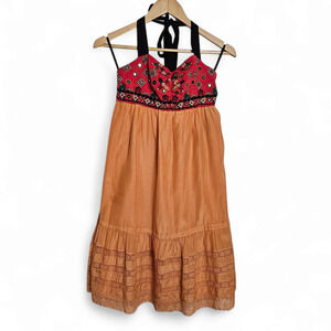 Anthropologie Women's Roasted Serrano Zehavale Boho Embellished Dress Size 0